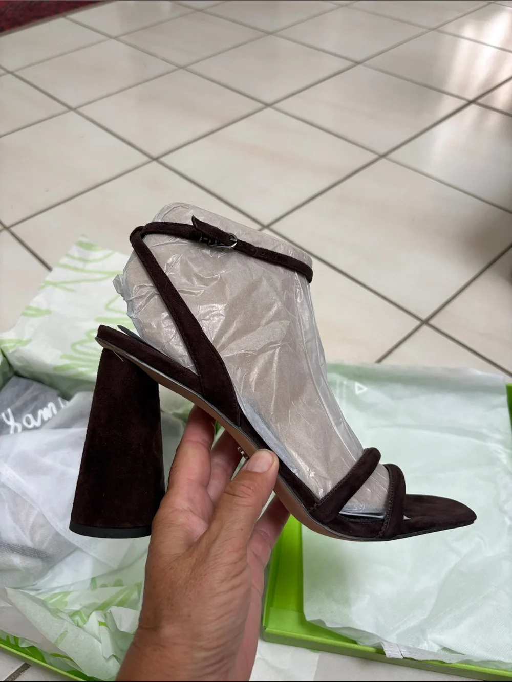 Sam Edelman Kia , chocolate suede Slingback Block Heel Sandals